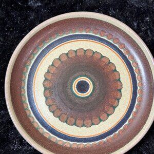 Mid Century  Ceramic Plate With Intricate Circular Pattern Design  4 3/4" Round